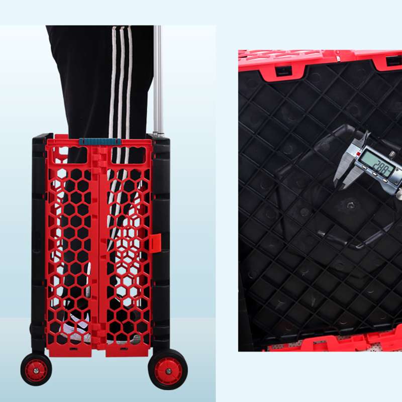 Plastic 4 Wheels mesh Shopping Cart pack & roll cart folding shopping cart Foldable Rolling Pull Cart plastic trolley Collapsible Rolling Crate foldable box trolley  Manufacturers